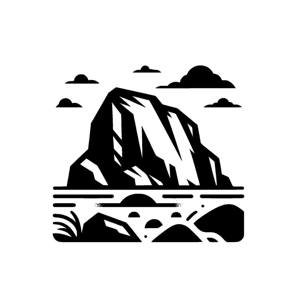 Minimalist Mountain Landscape Black and White vector