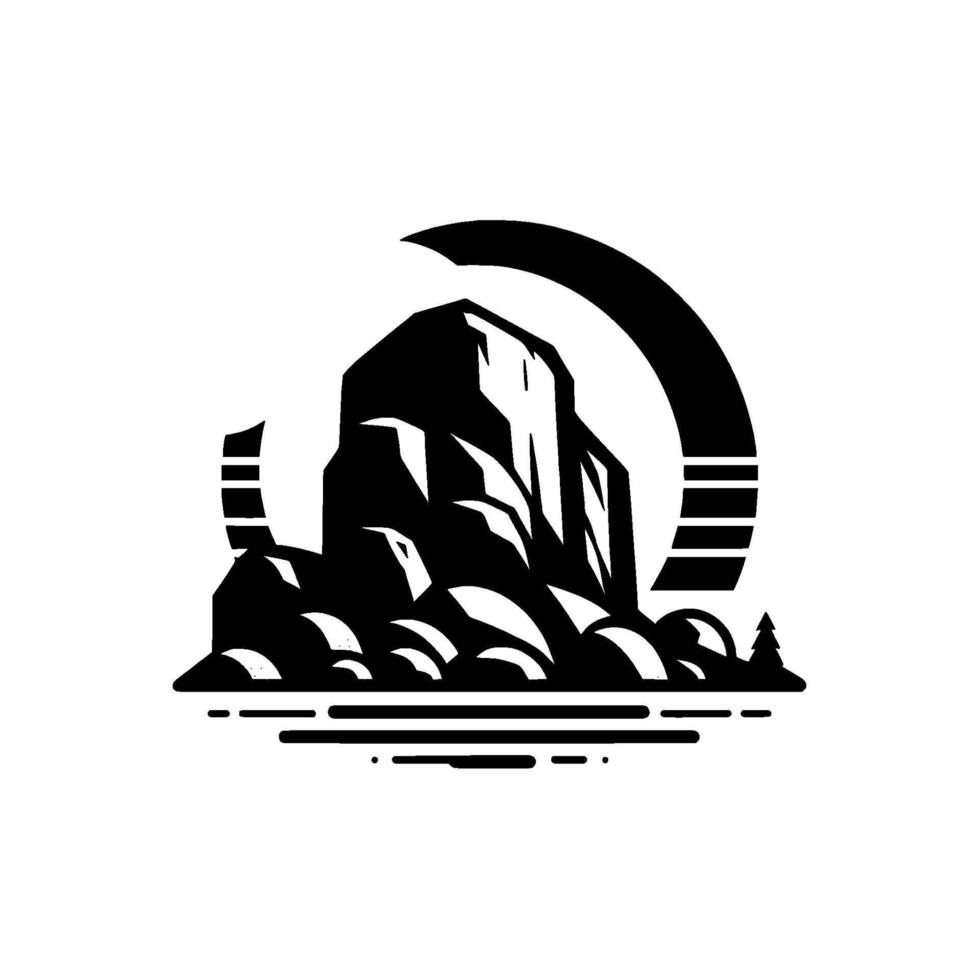 Minimalist Mountain Landscape Black White Nature vector