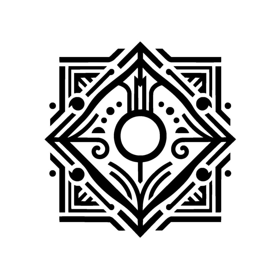 Geometric Black and White Mandala Art Deco Style vector