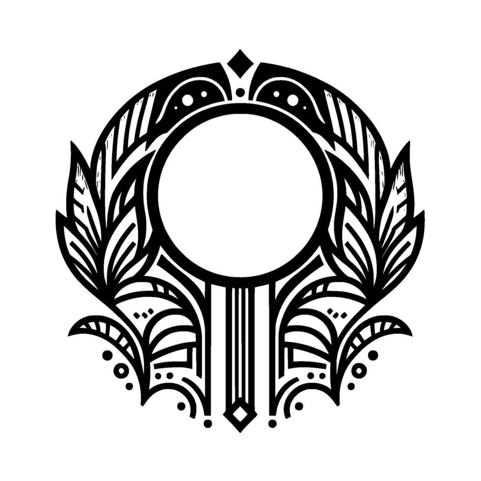 Elegant Art Deco Frame with Floral and Geometric Elements vector
