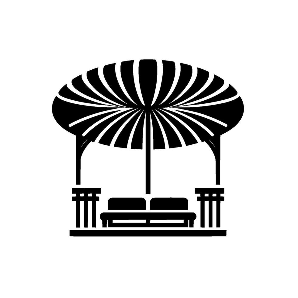 Minimalist Black White Gazebo , Geometric, Calm, Summer vector