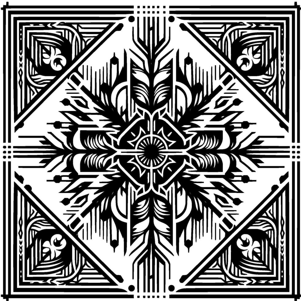Geometric Art Deco Symmetry in Black and White vector
