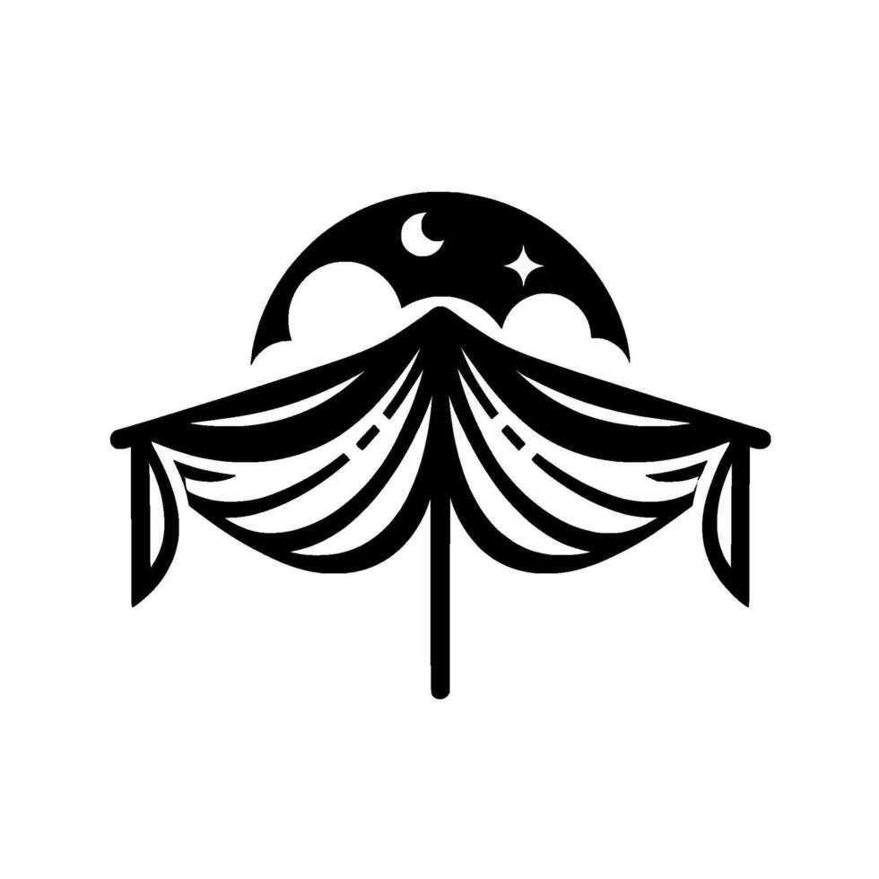 Celestial Tent Black and White with Stars and Moon vector