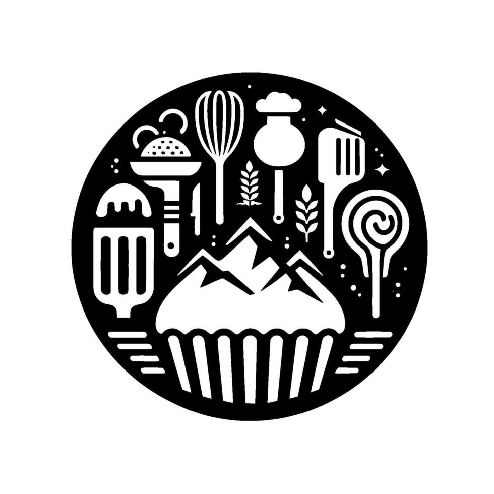Baking Delight Minimalist Black White Emblem vector