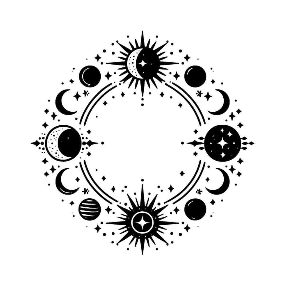 Celestial Circle Moon Sun Illustration vector