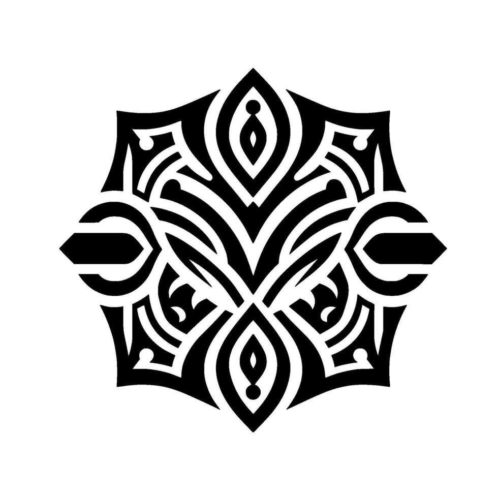Geometric Floral Mandala Black and White Ornament vector