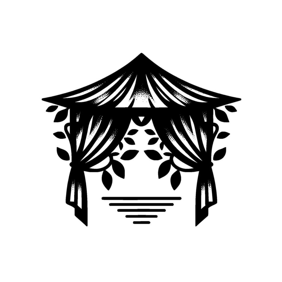 Elegant Black White Gazebo Illustration for Weddings Events vector