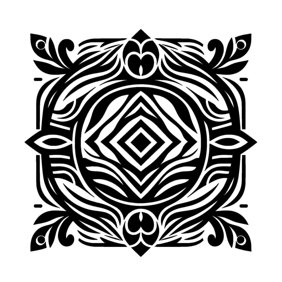 Intricate Black and White Ornamental , Geometric Pattern, Mandala vector