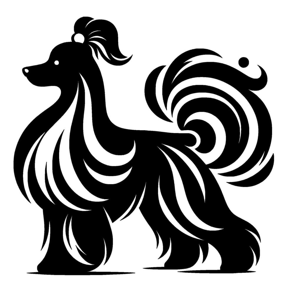 Stylized Dog Silhouette Elegant Black White vector
