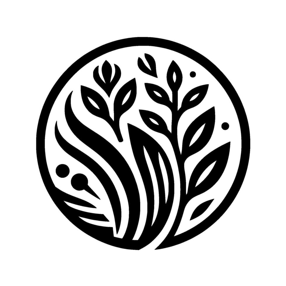 Monochromatic Botanical Circle , Minimalist Nature vector