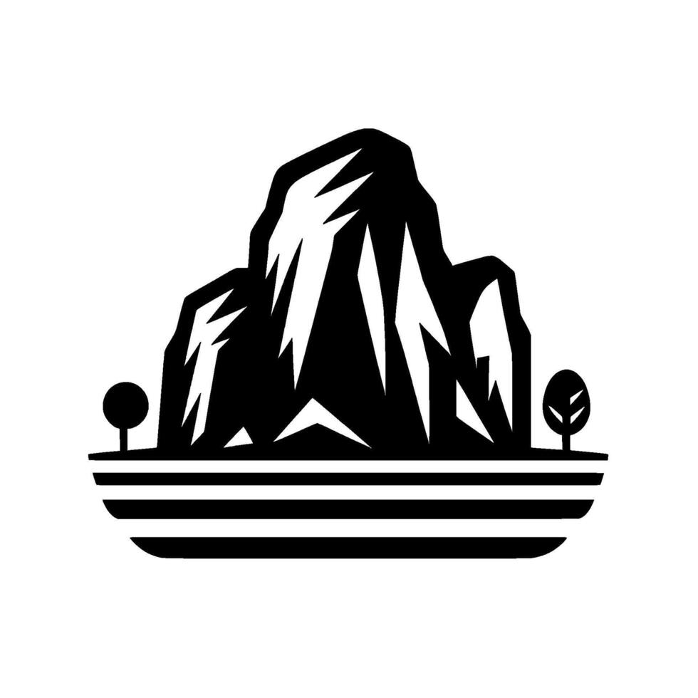 Minimalist Mountain Trees in Bold Black White vector