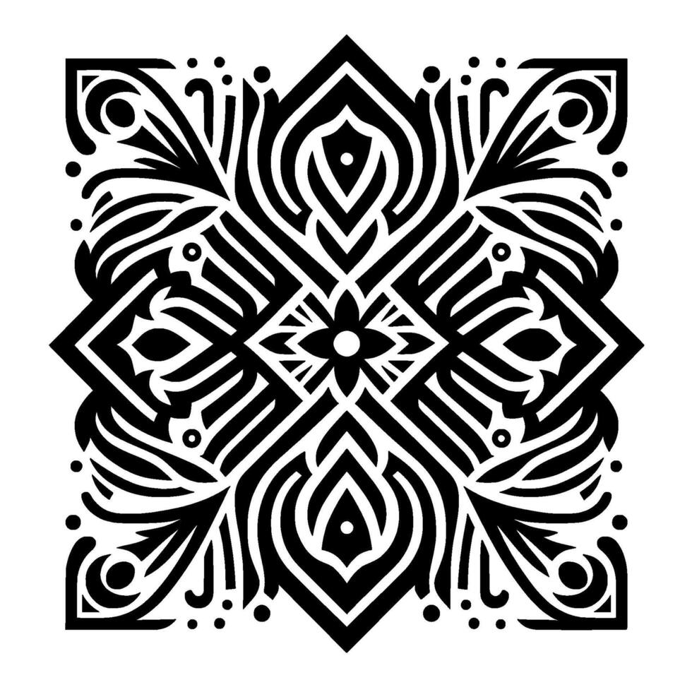 Geometric Mandala in Black and White, Ornamental Pattern vector