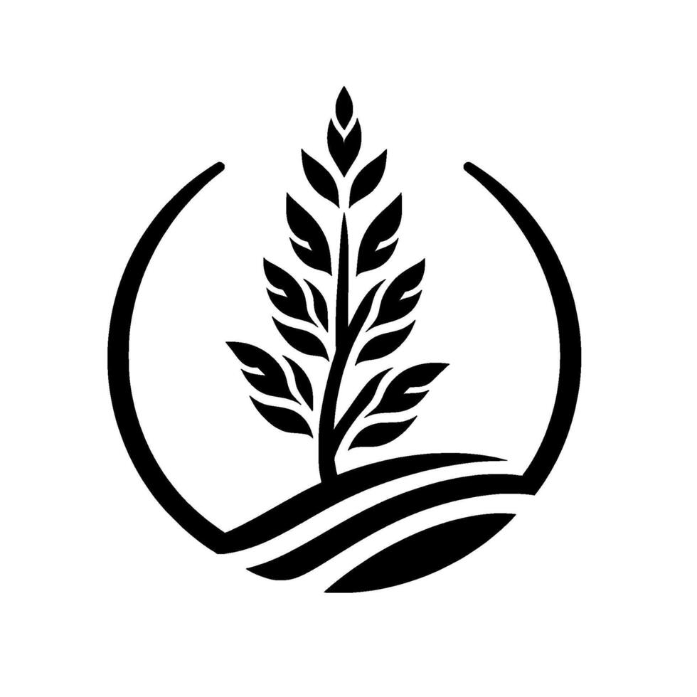 Minimalist Wheat Plant Black and White, Modern Emblem vector