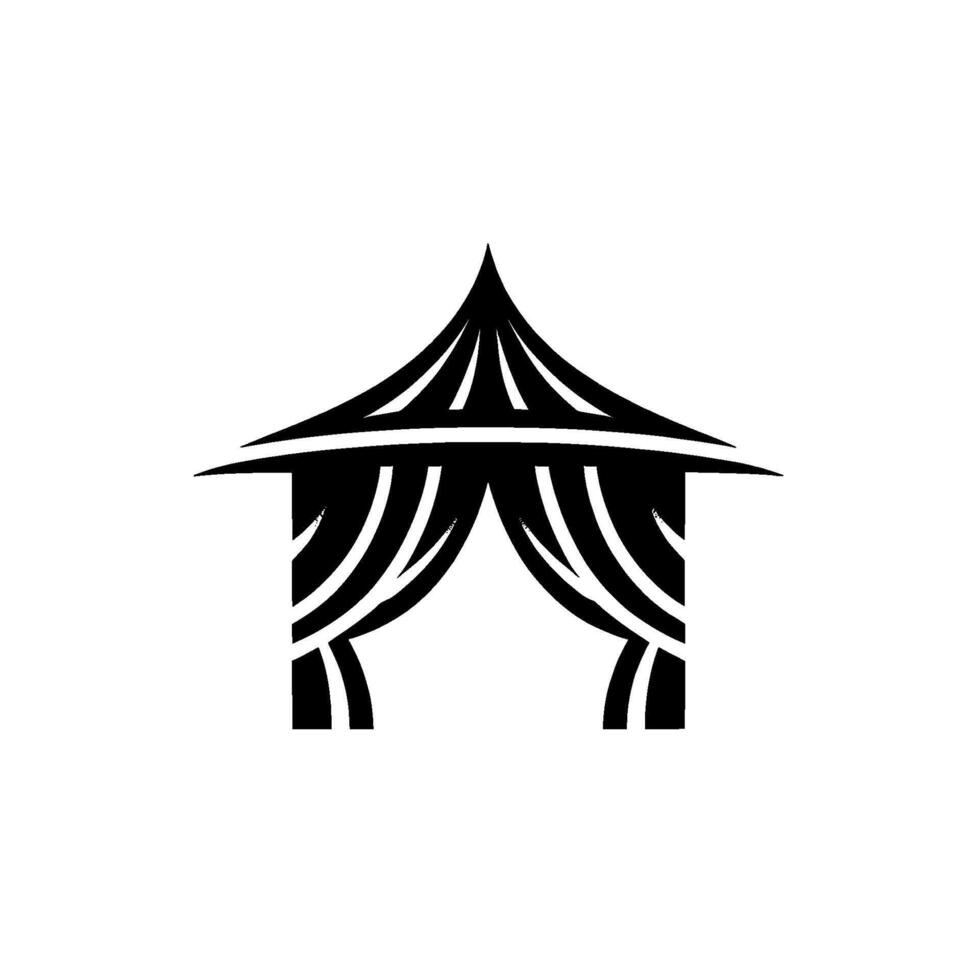 Minimalist Circus Tent Black Silhouette on White Background vector