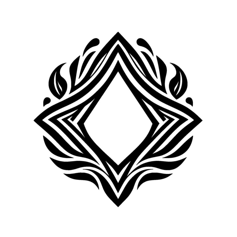 Geometric Floral Frame Element, Black and White Decorative vector