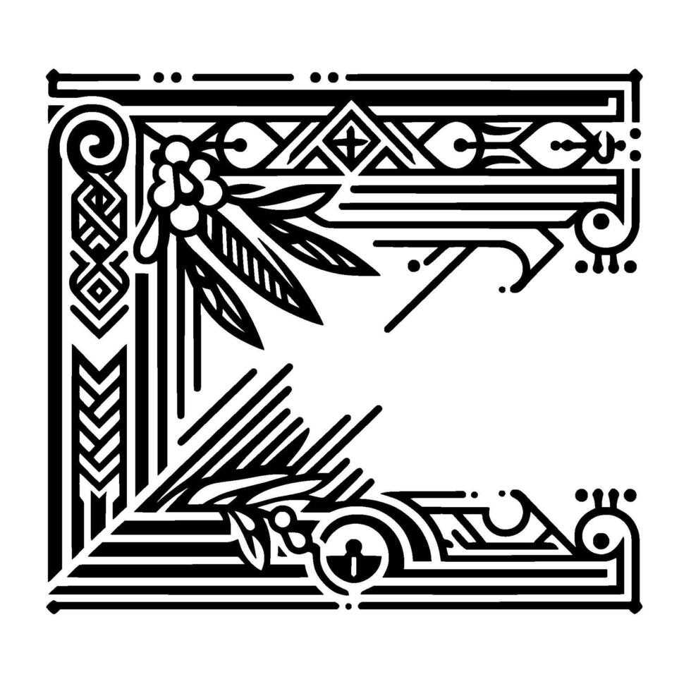 Geometric Art Deco Corner , Floral and Abstract Elements vector