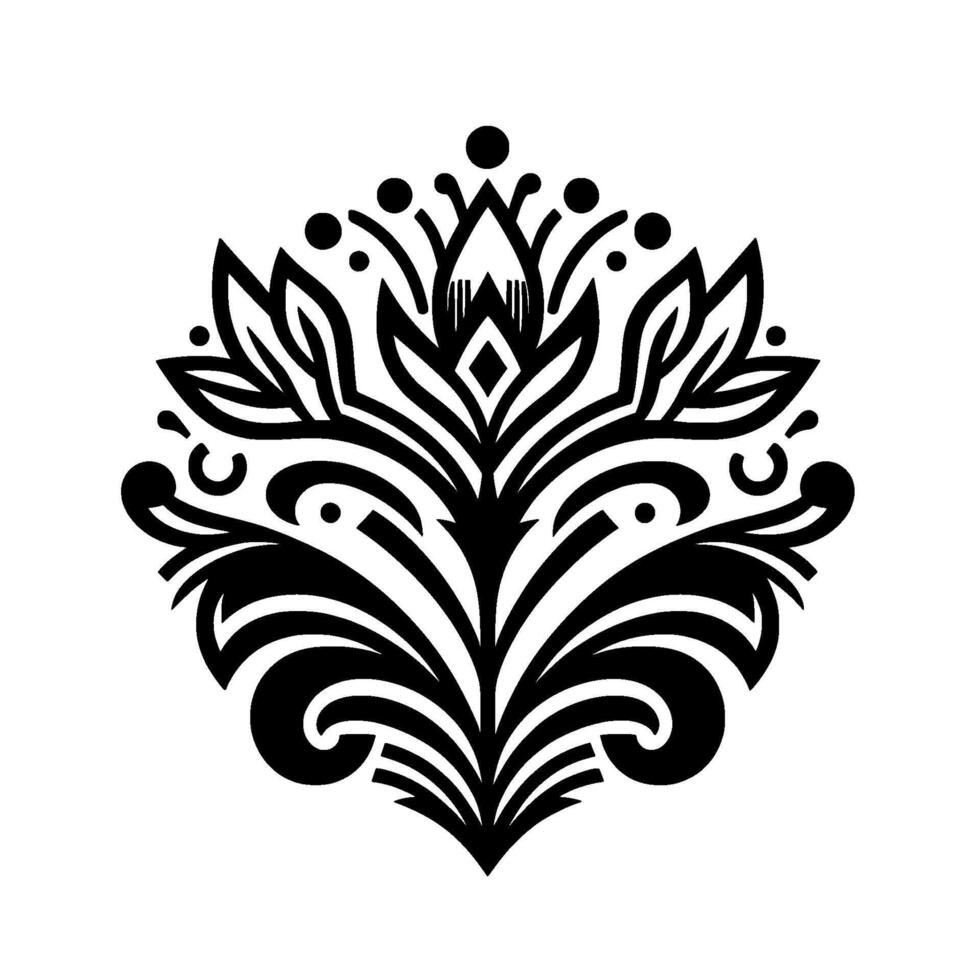 Elegant Black White Floral Pattern, Minimalist vector