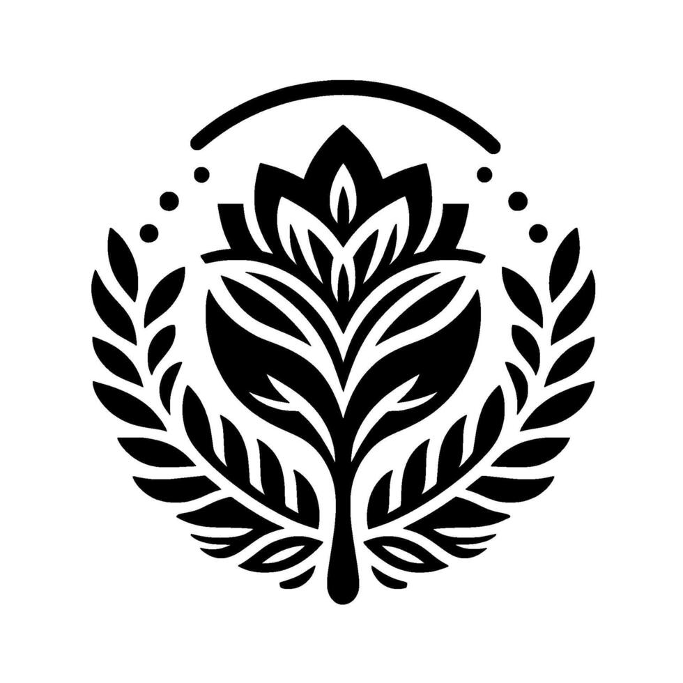 Elegant Black White Floral Emblem vector