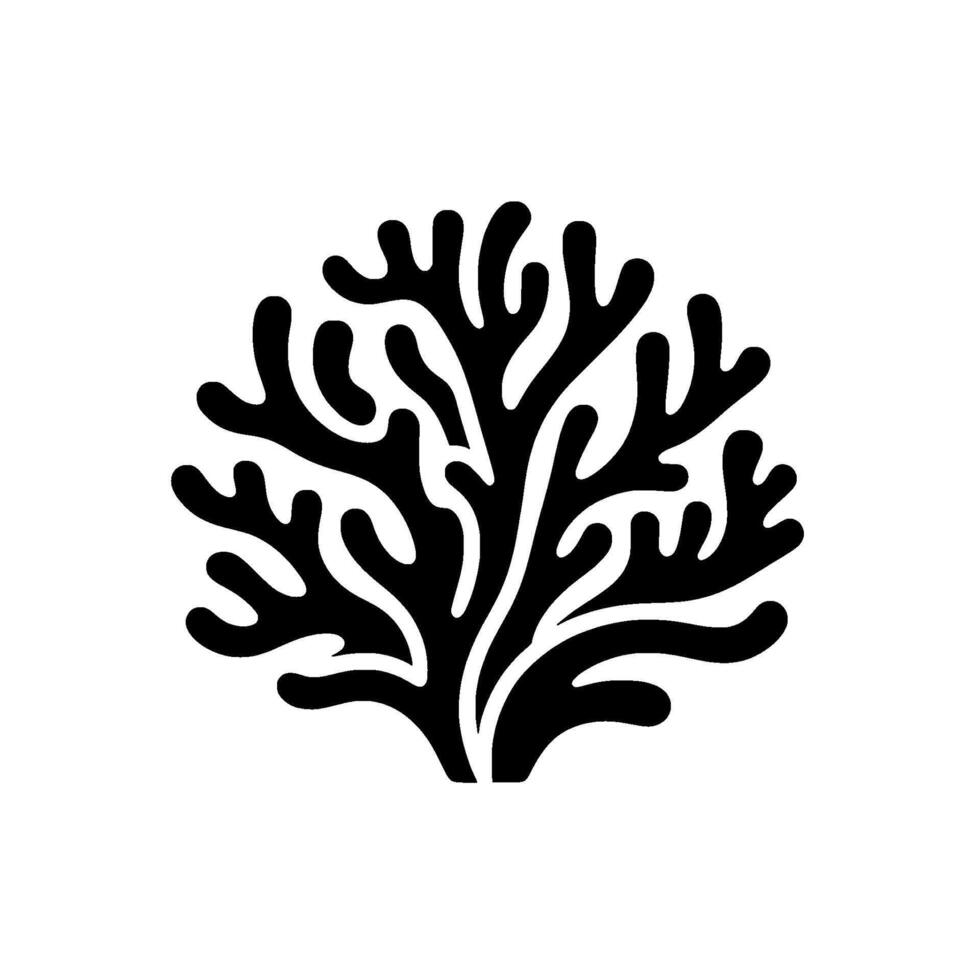 Black Coral Reef Minimalist on White vector
