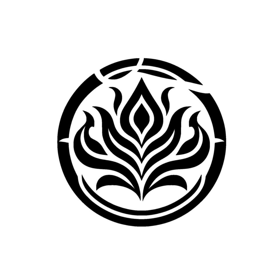 Elegant Black Floral Emblem in Circle Minimalist vector