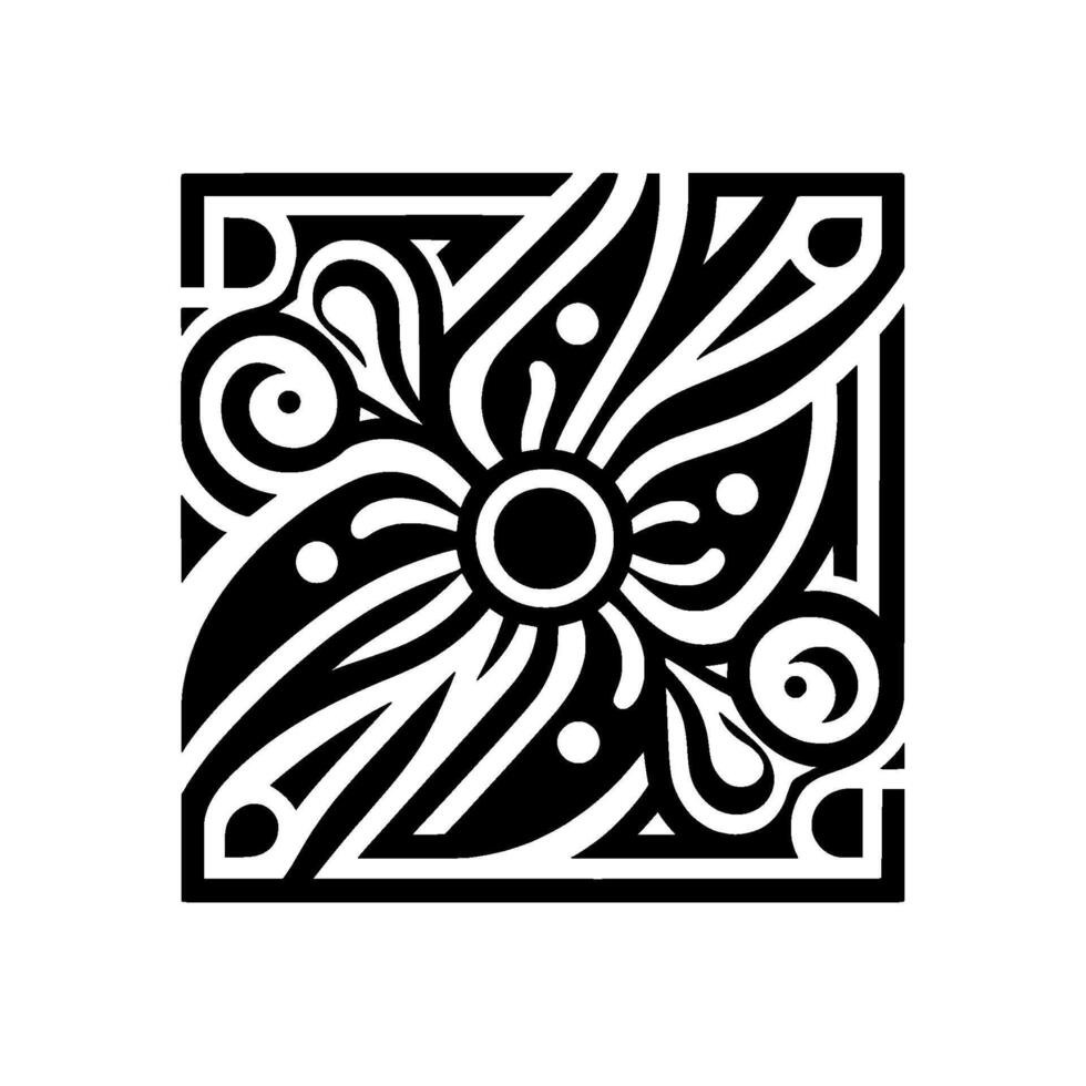 Black and White Floral Mandala Square vector
