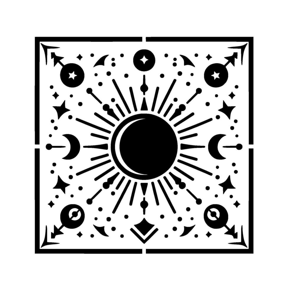 Celestial Sun, Moon Stars in Modern Black White vector