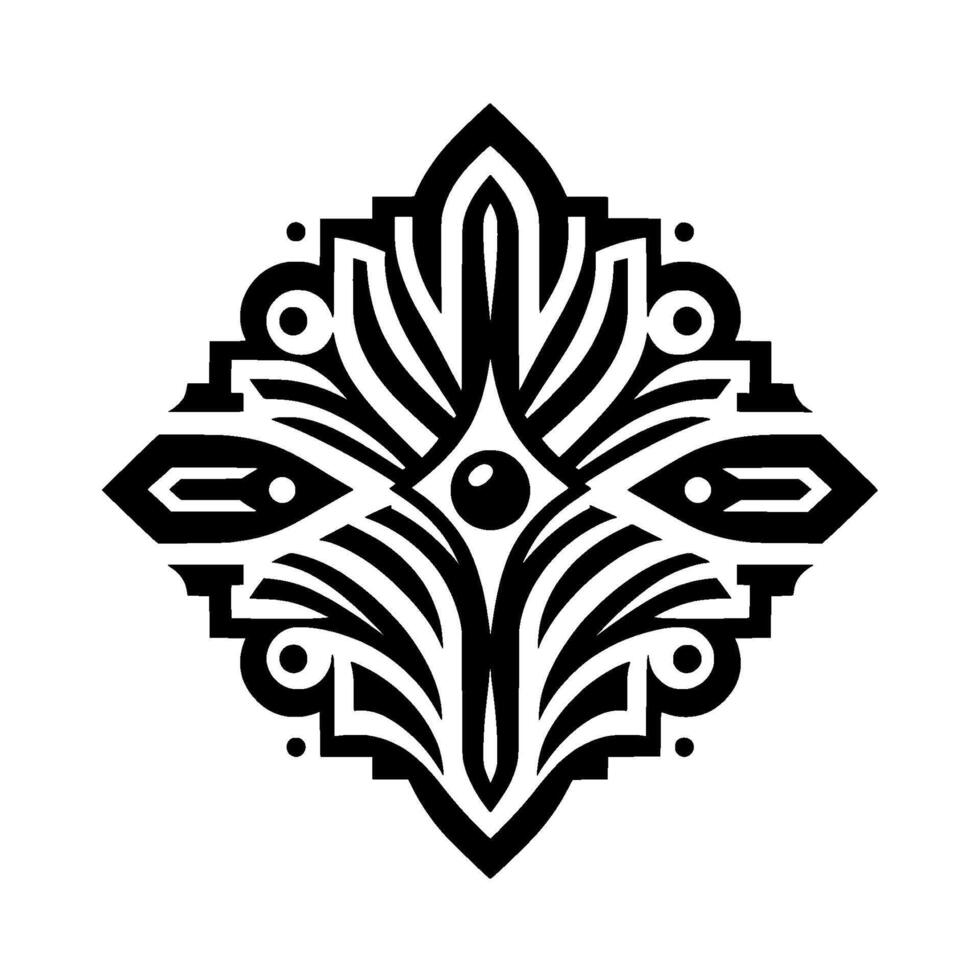 Geometric Black and White Floral Emblem vector