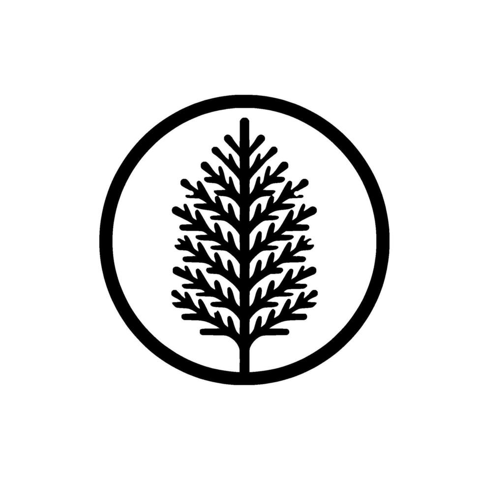 Minimalist Evergreen Tree in Circle Nature, Organic vector