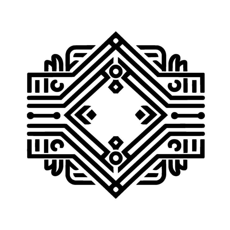 Abstract Circuit Board , Geometric Black and White vector
