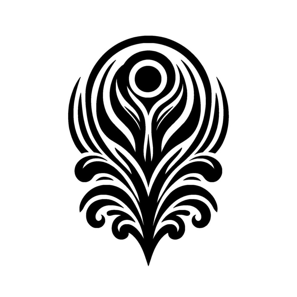 Abstract Black and White Floral Element on White Background vector