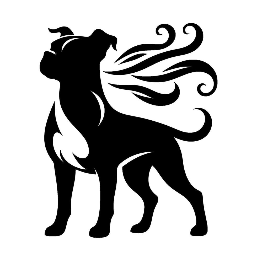 Boxer Dog Silhouette with Artistic Swirls, Illustration vector