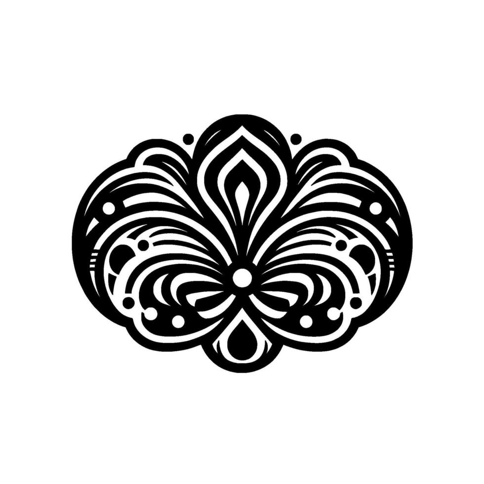 Elegant Black and White Floral Ornament , Abstract Decorative Element vector