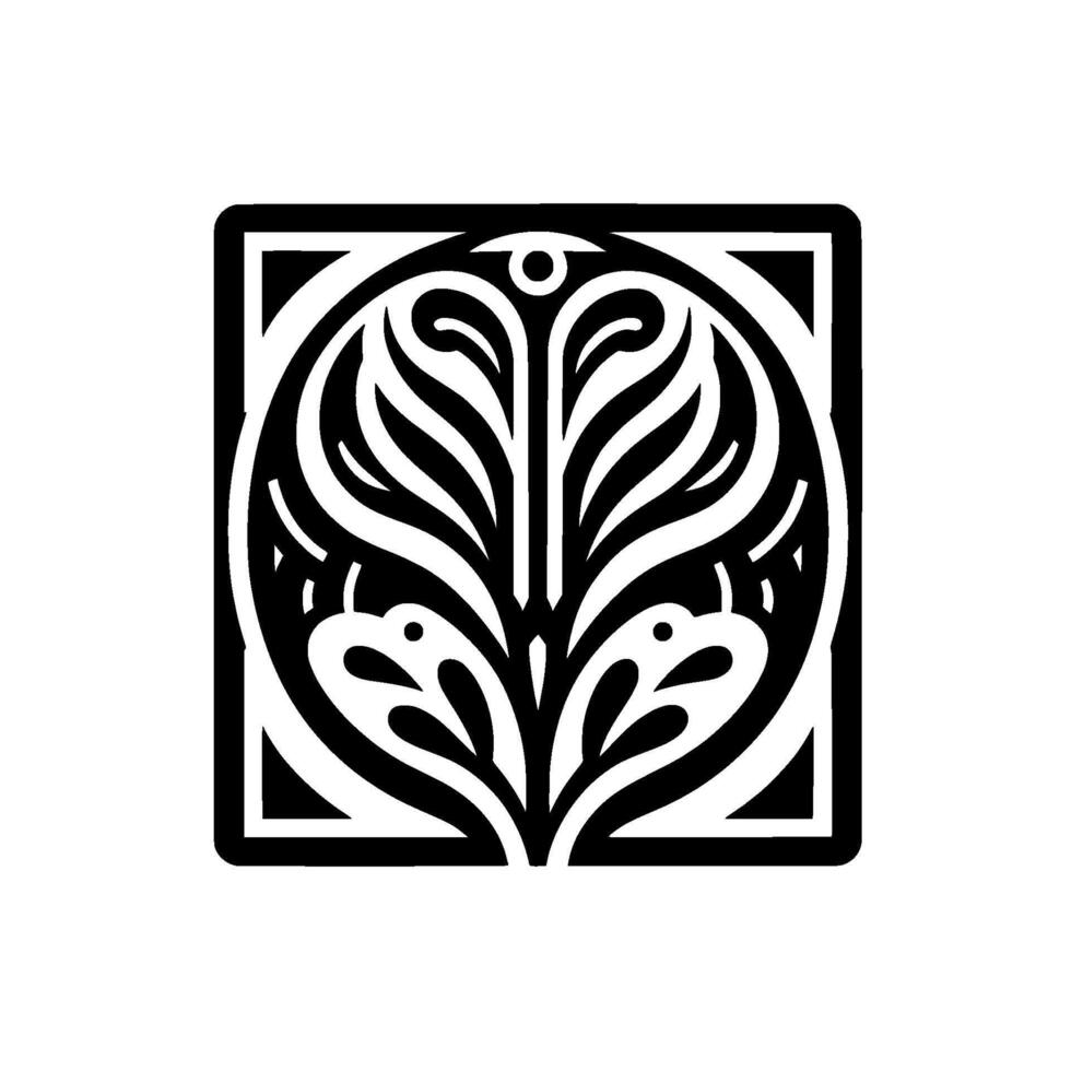 Ornamental Black and White Floral Pattern in a Square Frame vector