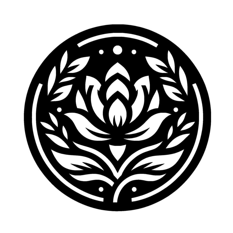Black and White Lotus Mandala vector