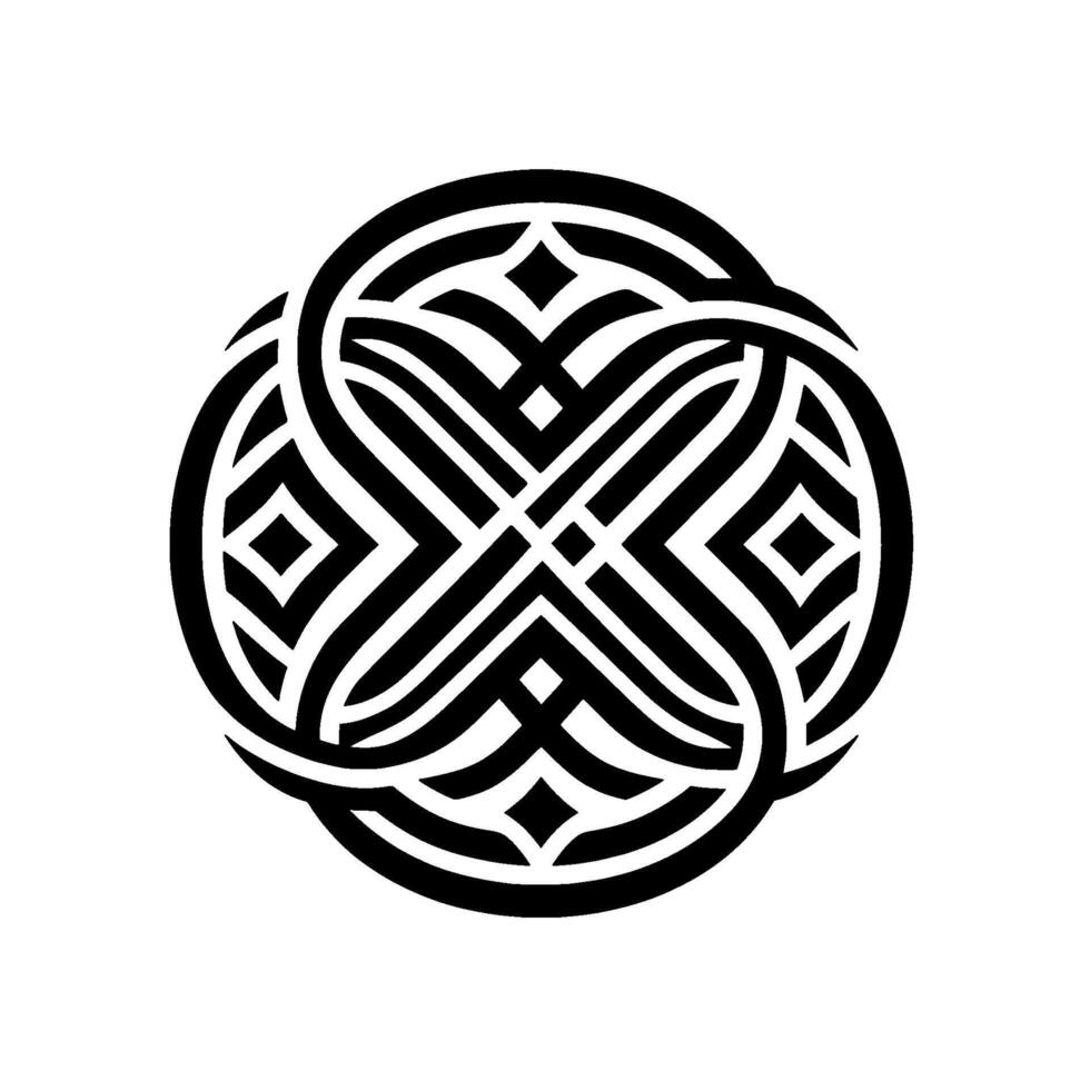 Intricate Circular Geometric Black and White Ornament vector