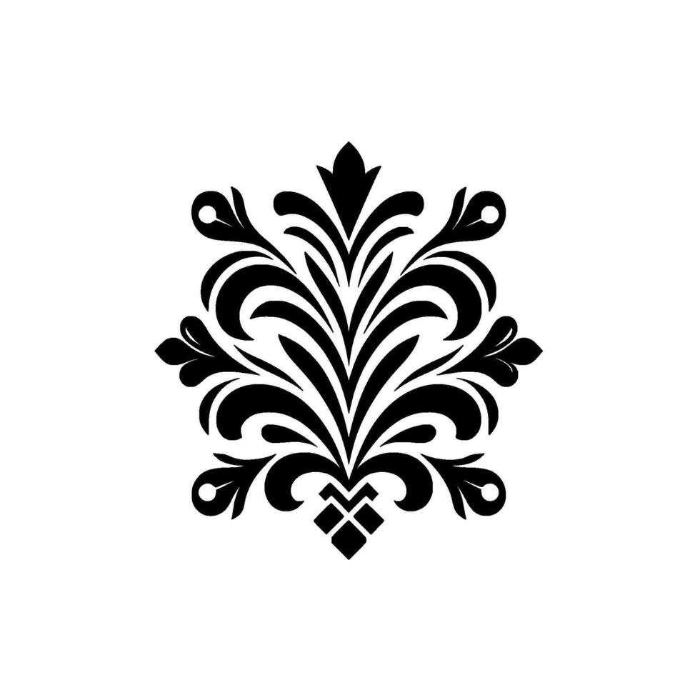 Elegant Black Floral Motif on White Background vector