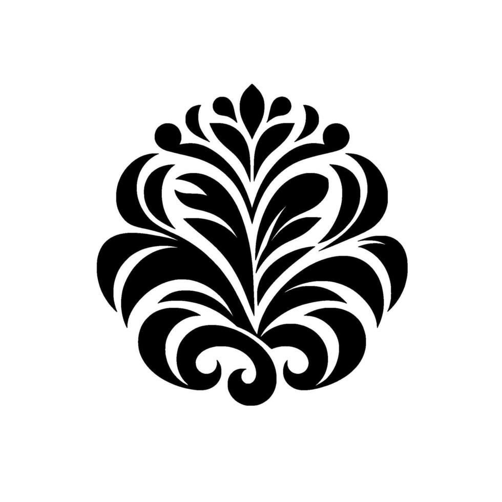 Elegant Black Floral Ornament on White Background Decorative vector