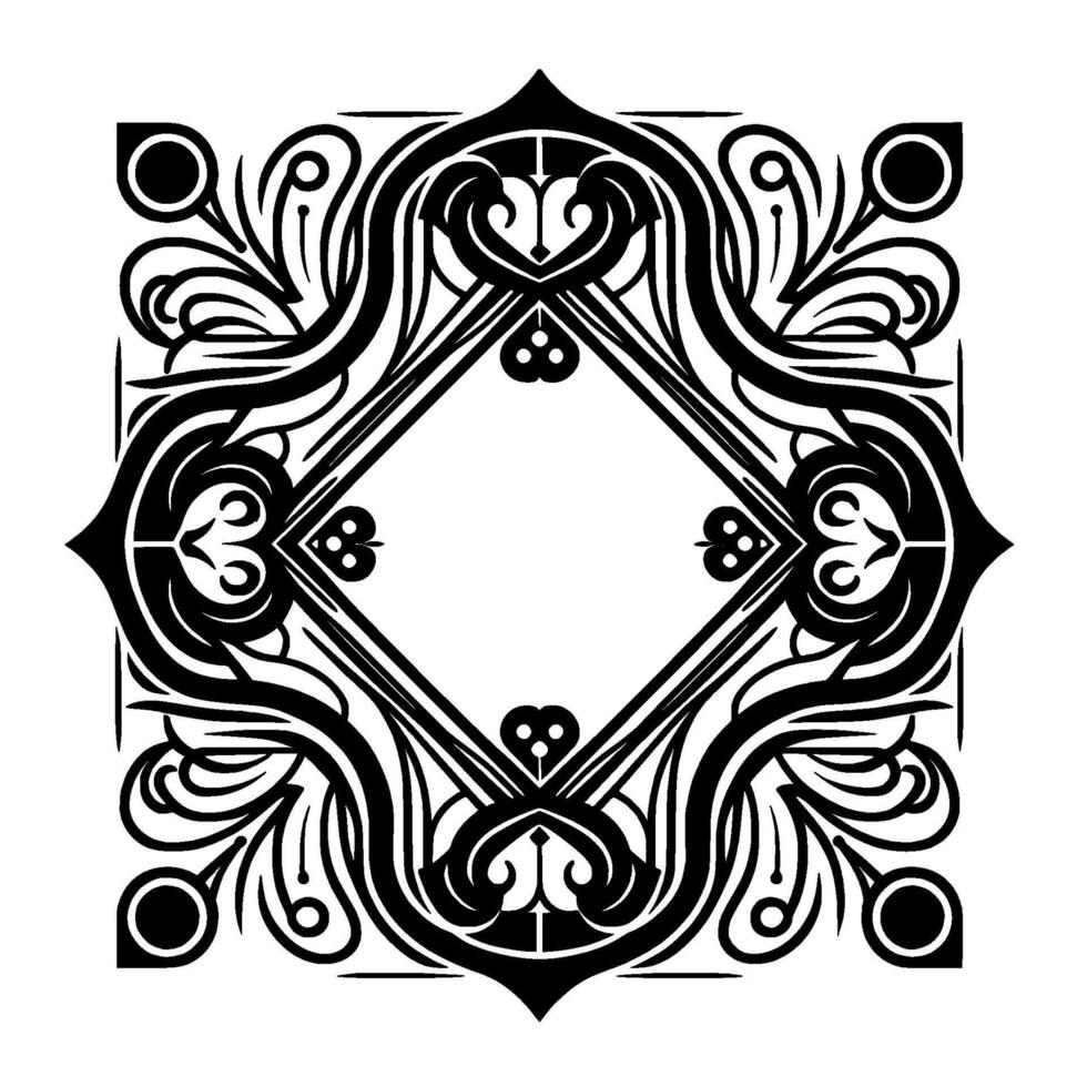 Elegant Art Nouveau Frame Black and White Ornament vector