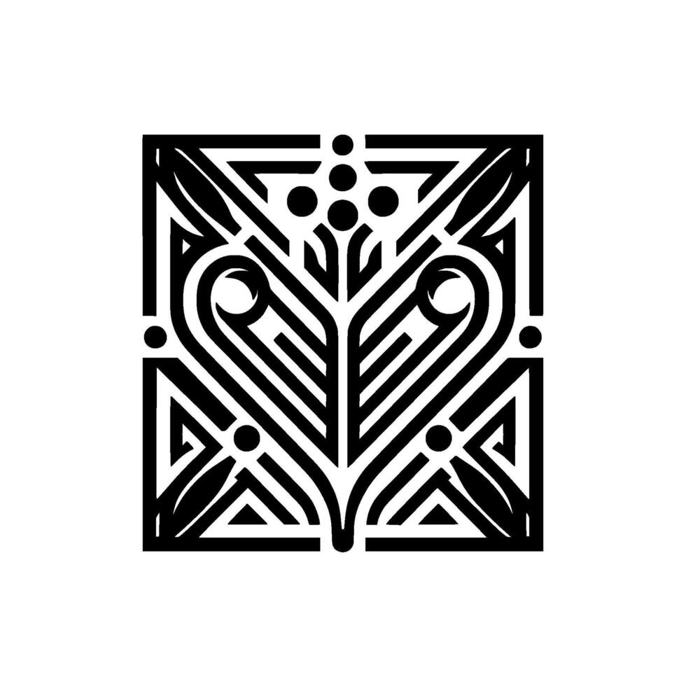 Geometric art deco floral motif on white symmetry style vector