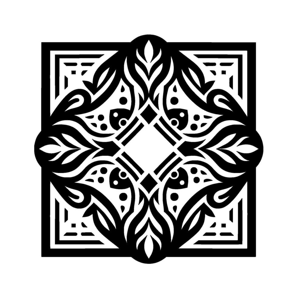 Elegant black and white floral mandala , square pattern vector