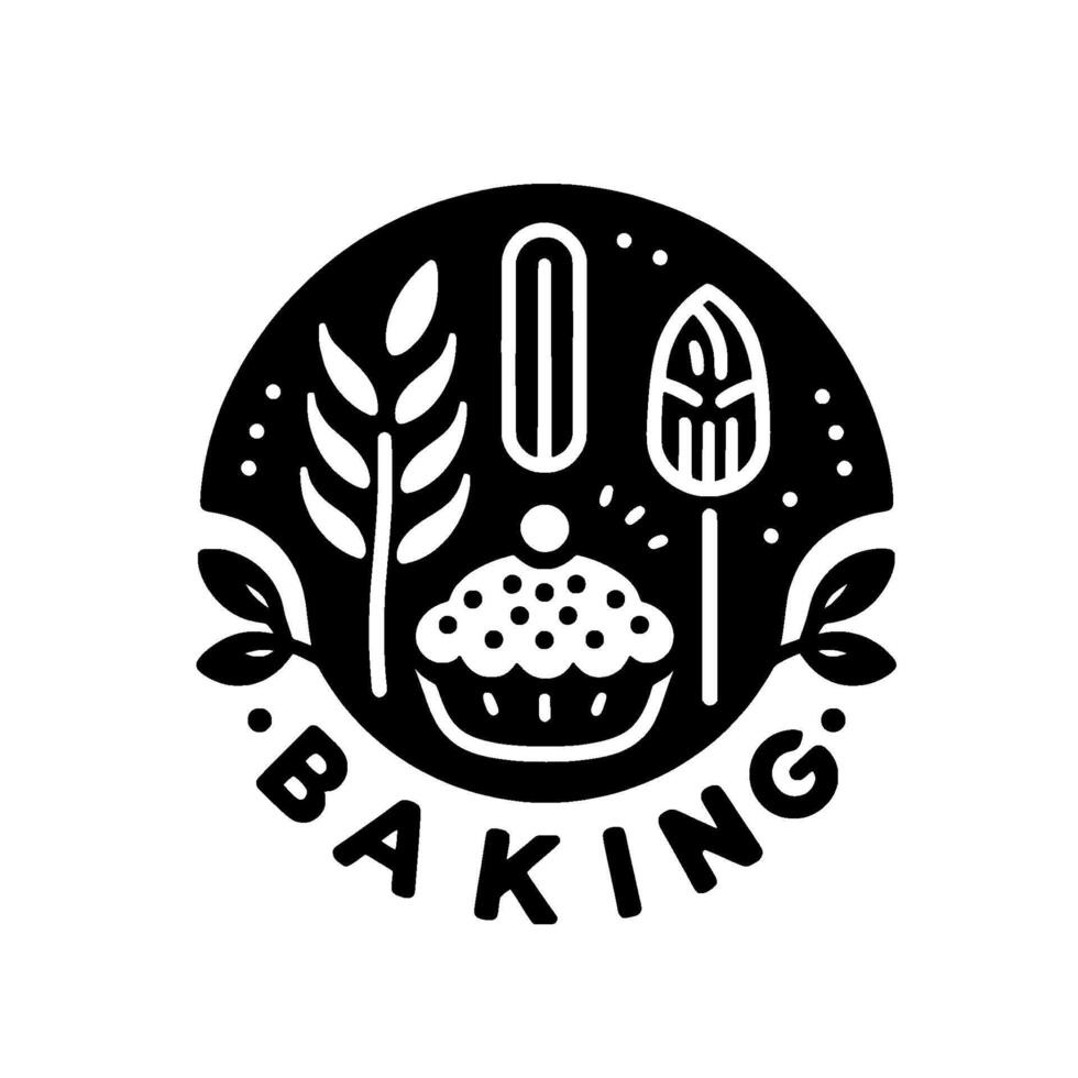 Minimalist baking , monochrome circle, pastry elements vector