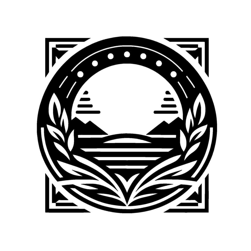 Abstract nature black and white with mountains and leaves vector
