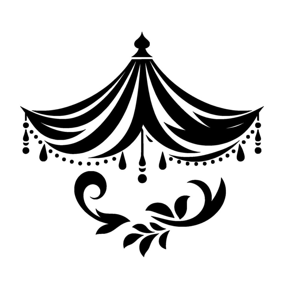 Elegant black and white ornamental tent with floral border vector