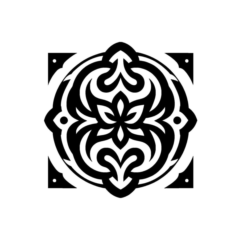 Intricate black and white floral mandala isolated on white vector