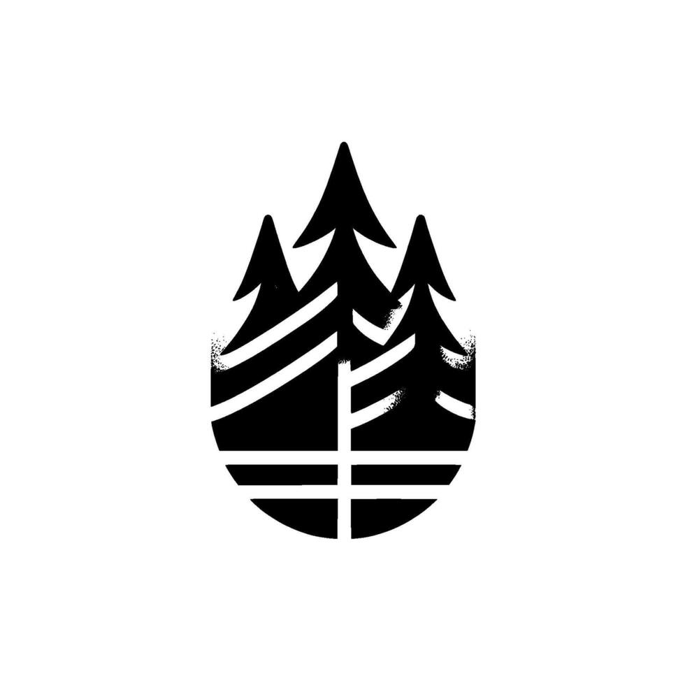 Black and white fir trees minimalist forest illustration vector