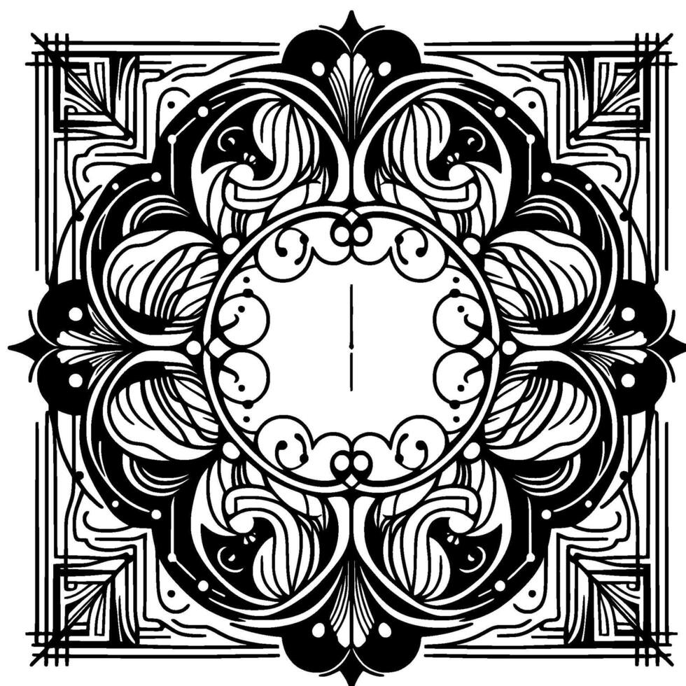 Intricate art deco mandala black and white ornament vector