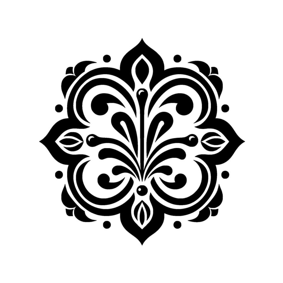 Black and white floral ornament , decorative, symmetrical vector