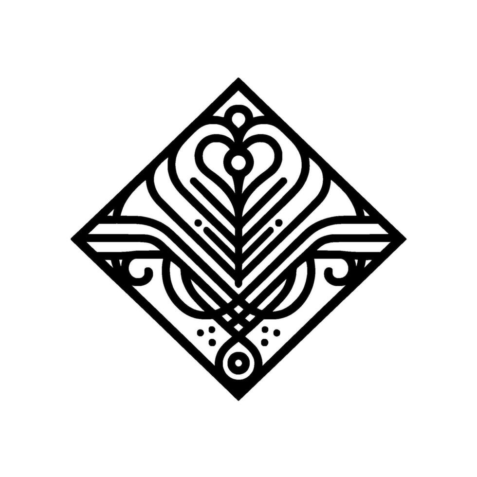 Geometric heart leaf , modern , minimalist art, black and white vector