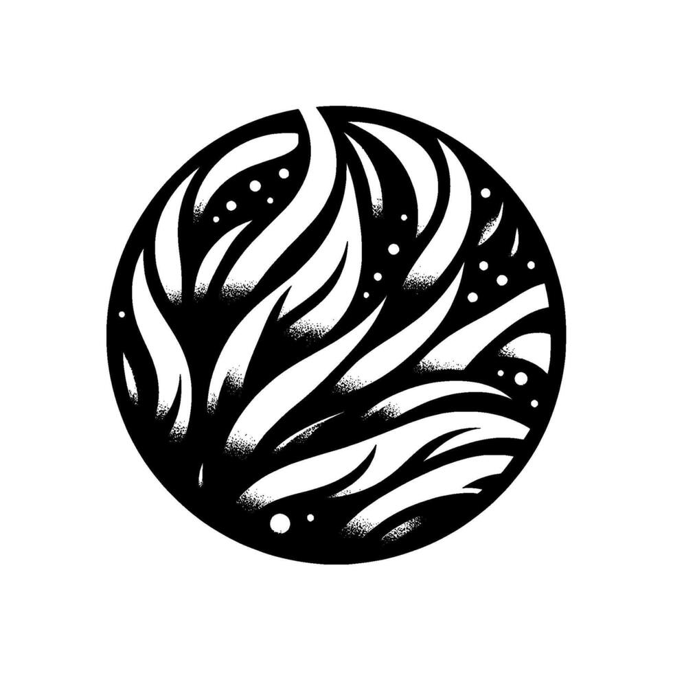 Abstract floral in circle black and white illustration vector