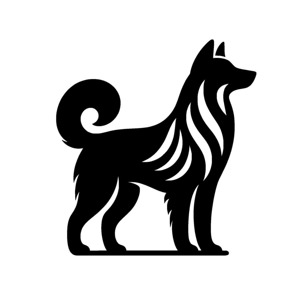 Minimalist black white siberian husky , illustration vector